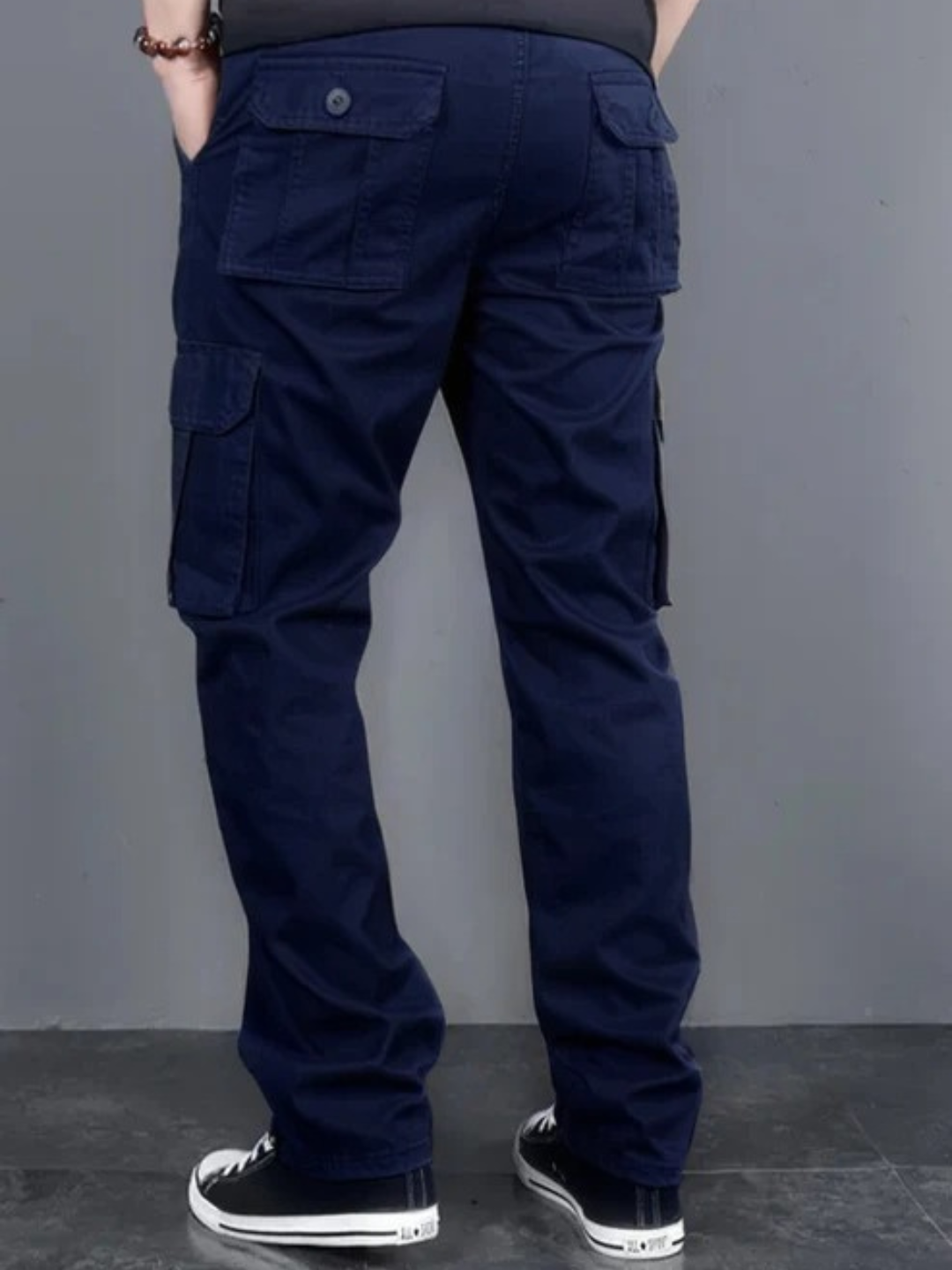 Men's Regular Fit Cotton Cargo Pants - Blue