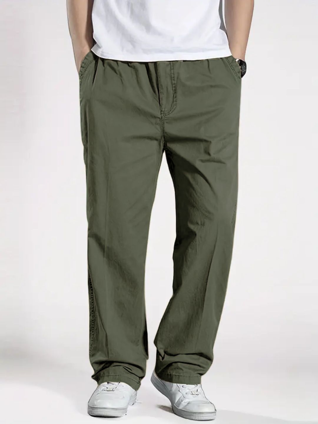 Premium Classic Cotton Trousers - Olive