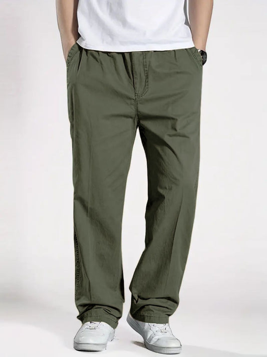 Premium Classic Cotton Trousers - Olive