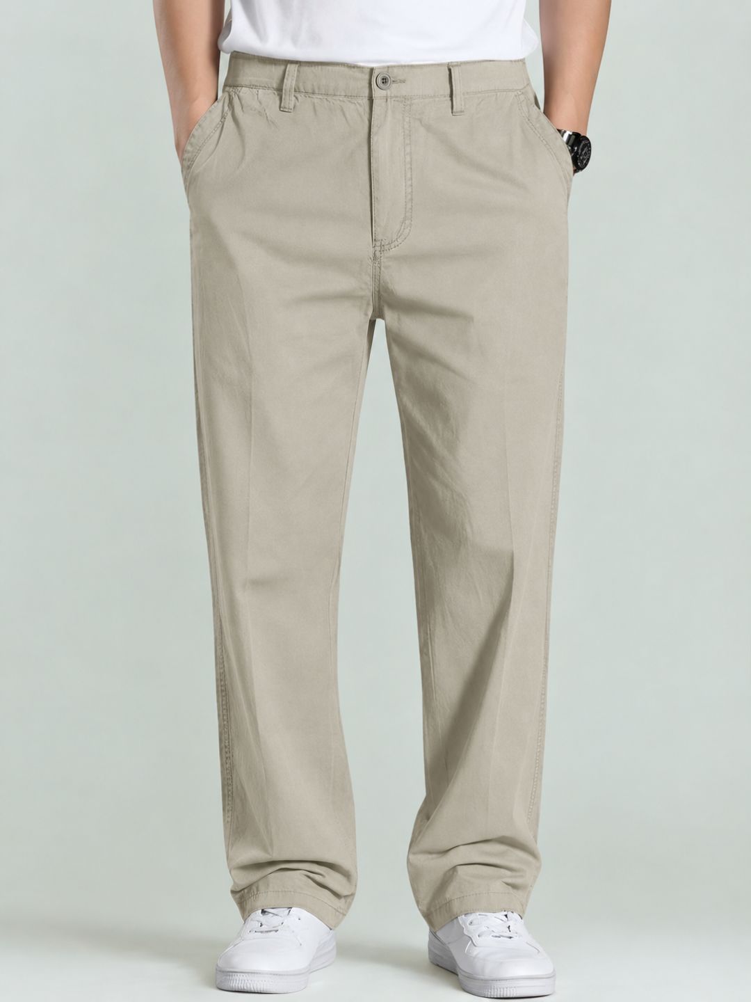 Premium Men’s Cotton Pants Lycra - BEIGE