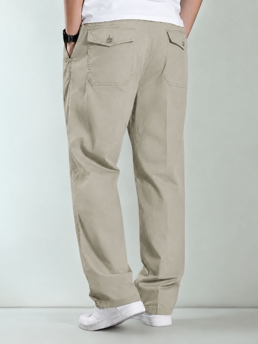 Premium Men’s Cotton Pants Lycra - BEIGE