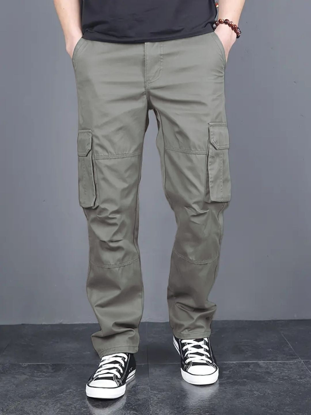 Men's Regular Fit Cotton Cargo Pants - MGray