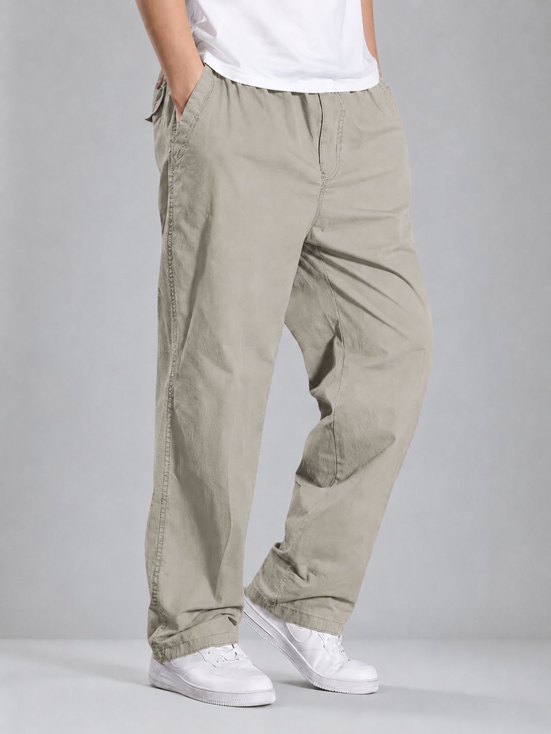Premium Men’s Cotton Pants Lycra - BEIGE