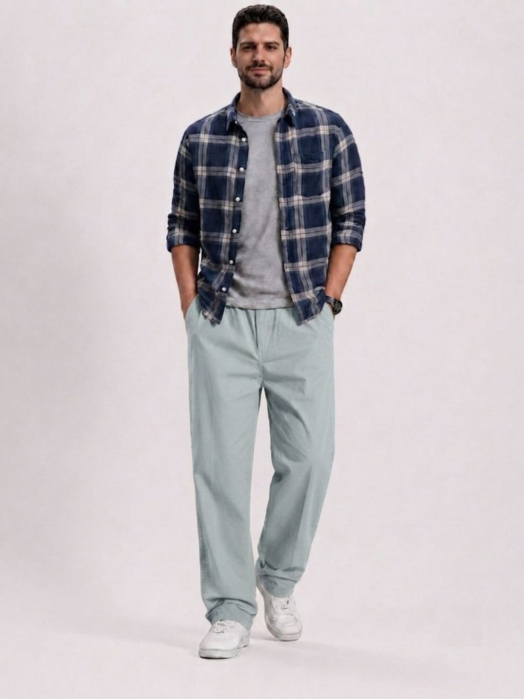 Premium Classic Cotton Trousers - LT SKY