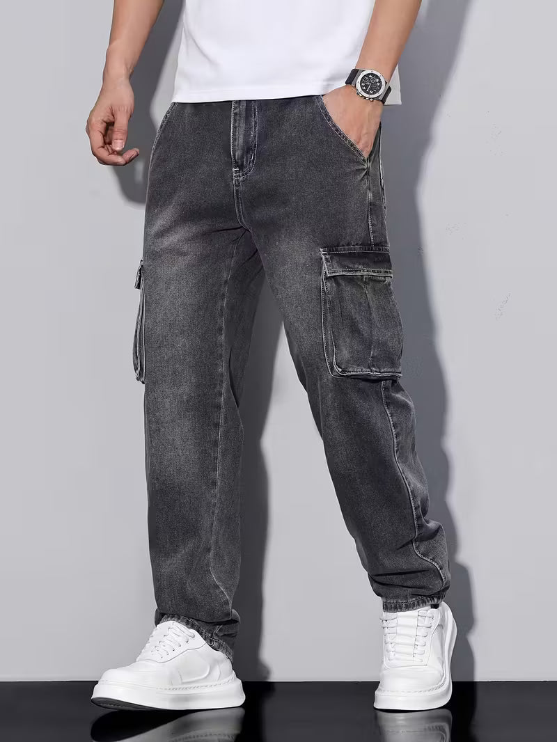 Premium Stretchable Cargo Baggy Jeans – 6 Pocket