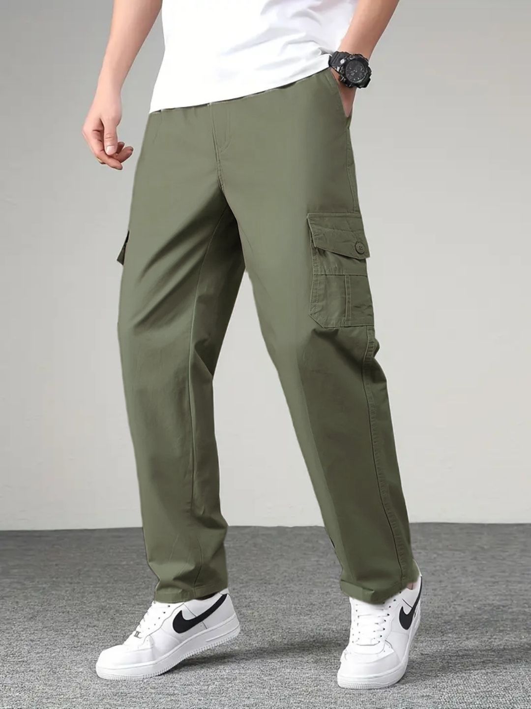 Premium Casual Cargo Trousers - Olive