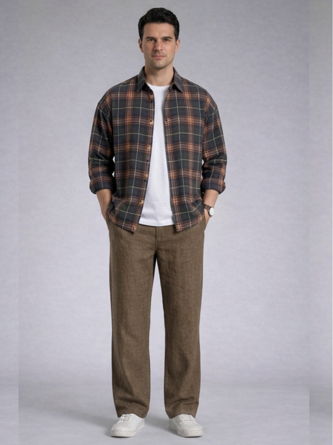 Premium Linen Cargo Pants for Men - BROWN