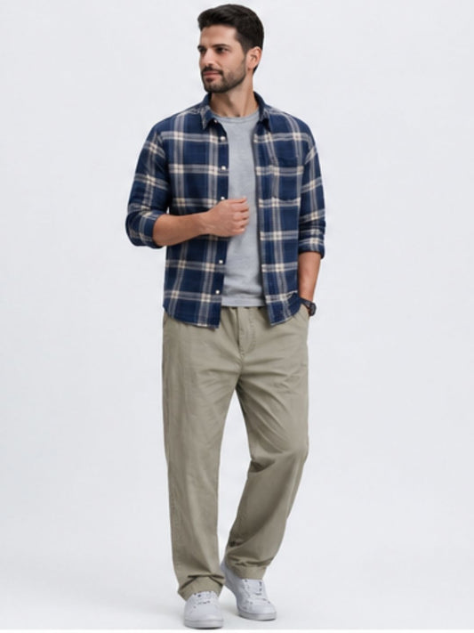 Premium Classic Cotton Trousers - Cream