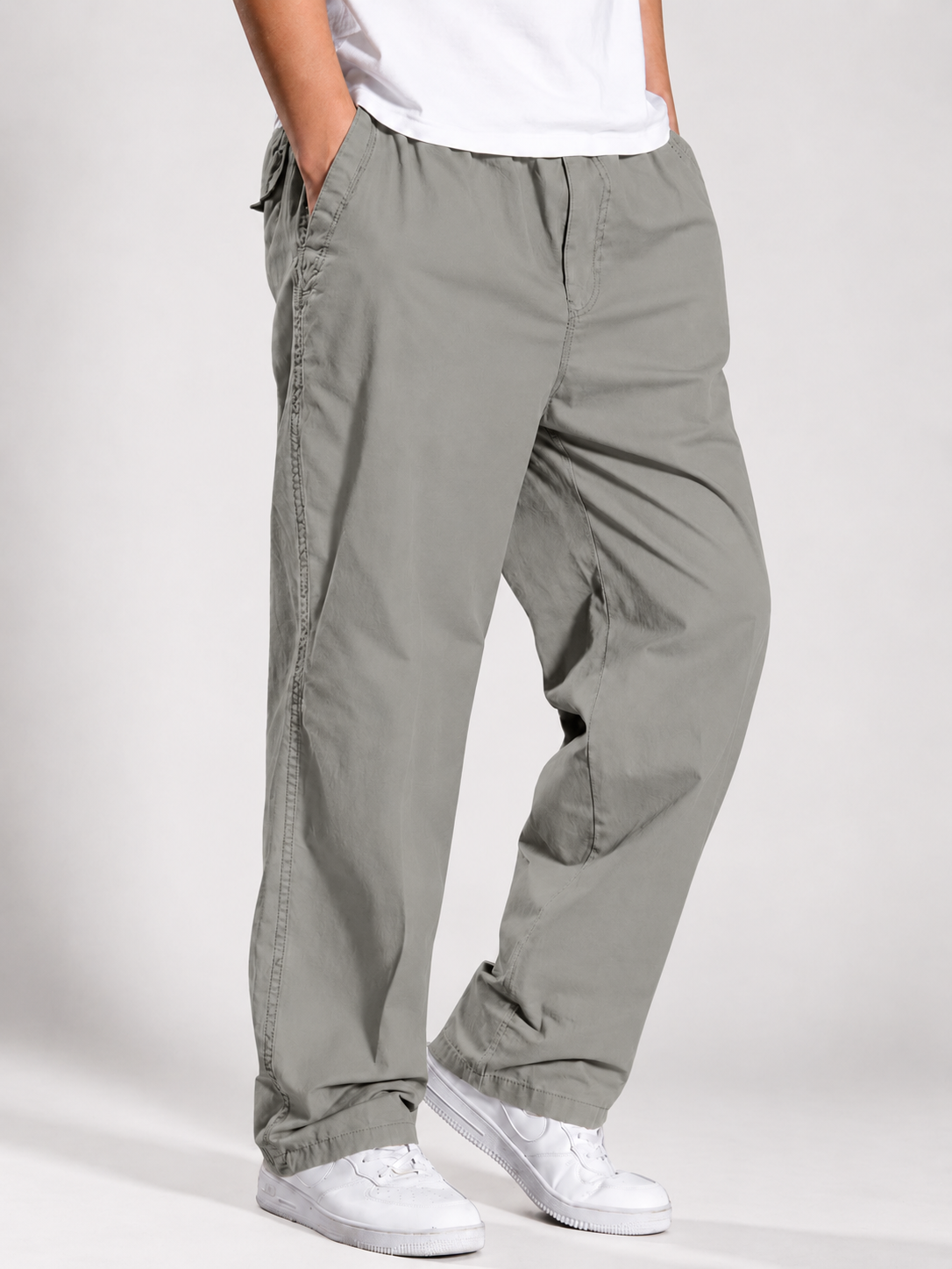 Premium Classic Cotton Trousers - L GRAY